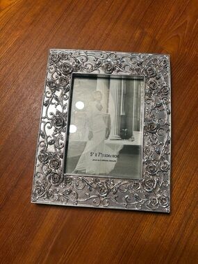 Ornate Floral Silver 5x7 Photo Frame